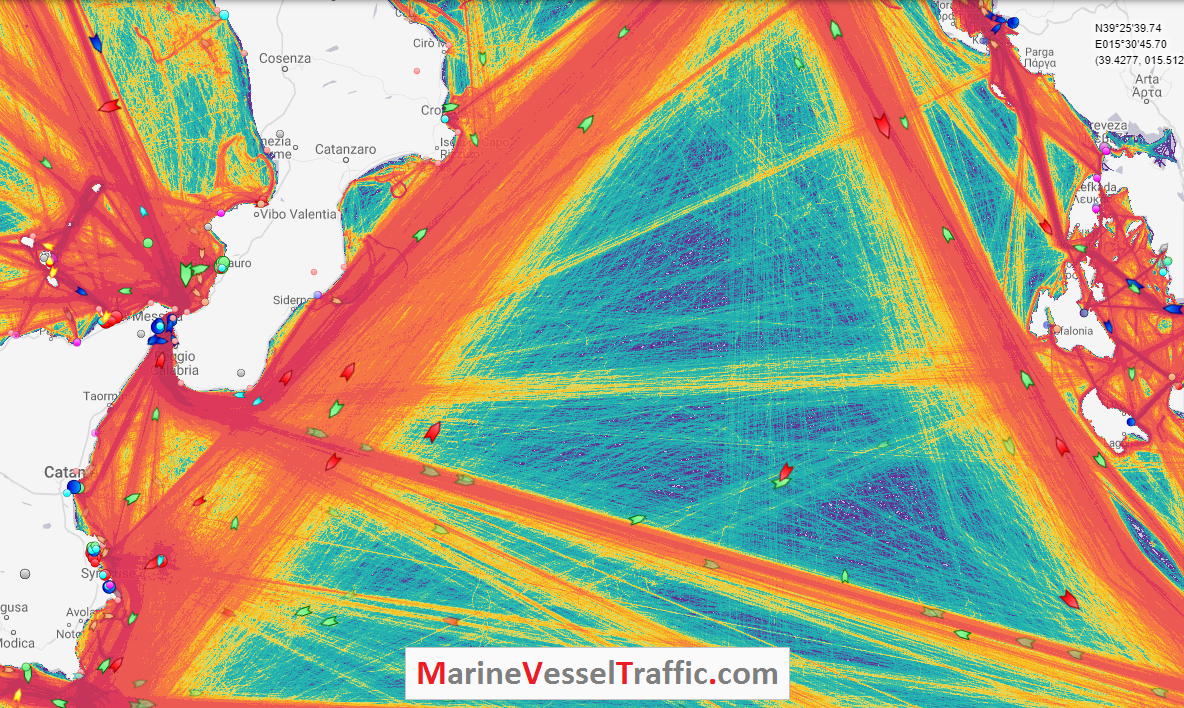 Live Marine Traffic, Density Map and Current Position of ships in IONIAN SEA
